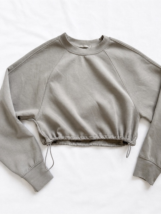 Abercrombie & Fitch Tops - Abercrombie YPB Gray Cropped Drawstring Crewneck Sweatshirt Small Athletic
